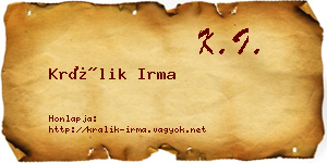 Králik Irma névjegykártya